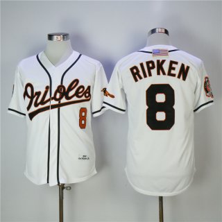 Baltimore Orioles #8 Cal Ripken Jr White 2001 Mitchell & Ness Stitched MLB Jersey