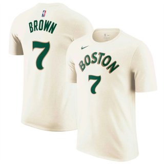 Boston Celtics #7 Jaylen Brown Cream 2023-24 City Edition Name & Number T-Shirt