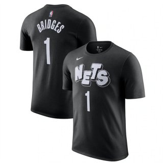 Brooklyn Nets #1 Mikal Bridges Black 2023-24 City Edition Name & Number T-Shirt