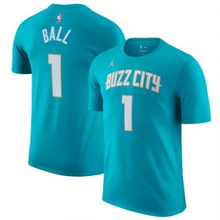 Charlotte Hornets #1 LaMelo Ball Teal 2023-24 City Edition Name & Number T-Shirt