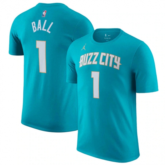 Charlotte Hornets #1 LaMelo Ball Teal 2023-24 City Edition Name & Number T-Shirt