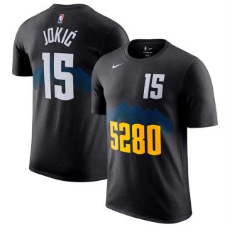 Denver Nuggets #15 Nikola Jokic Black 2023-24 City Edition Name & Number T-Shirt