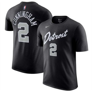 Detroit Pistons #2 Cade Cunningham Black 2023-24 City Edition Name & Number T-Shirt