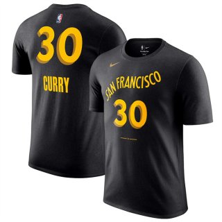 Golden State Warriors #30 Stephen Curry Black 2023-24 City Edition Name & Number T-