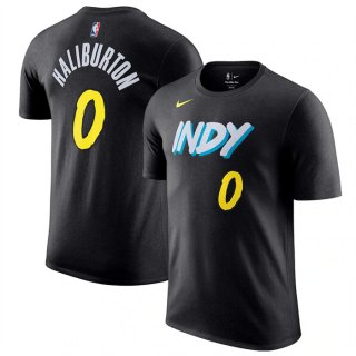 Indiana Pacers #0 Tyrese Haliburton Black 2023-24 City Edition Name & Number T-Shirt