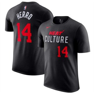Miami Heat #14 Tyler Herro Black 2023-24 City Edition Name & Number T-Shirt