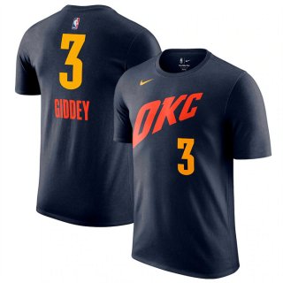 Oklahoma City Thunder #3 Josh Giddey Navy 2023-24 City Edition Name & Number T-Shirt
