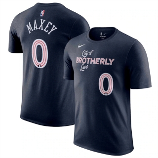 Philadelphia 76ers #0 Tyrese Maxey Navy 2023-24 City Edition Name & Number T-Shirt