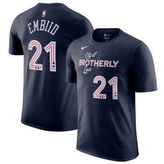 Philadelphia 76ers #21 Joel Embiid Navy 2023-24 City Edition Name & Number T-Shirt