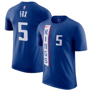 Sacramento Kings #5 De'Aaron Fox Blue 2023-24 City Edition Name & Number T-Shirt