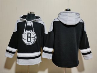 Brooklyn Nets Blank Black Lace-Up Pullover Hoodie