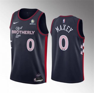 Philadelphia 76ers #0 Tyrese Maxey Navy 2023-24 City Edition Stitched Basketball