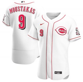 Cincinnati Reds #9 Mike Moustakas White Flex Base Stitched Jersey