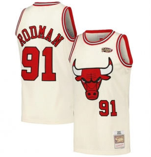 Chicago Bulls #91 Dennis Rodman White Stitched Basketball Jersey