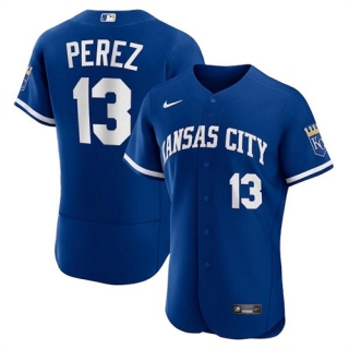 Kansas City Royals #13 Salvador Perez Blue Flex Base Stitched Jersey