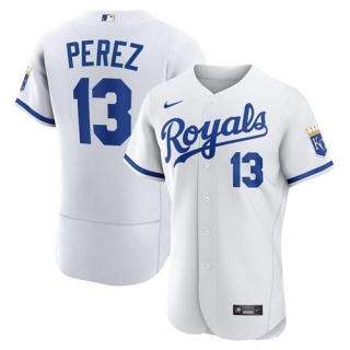 Kansas City Royals #13 Salvador Perez White Flex Base Stitched Jersey