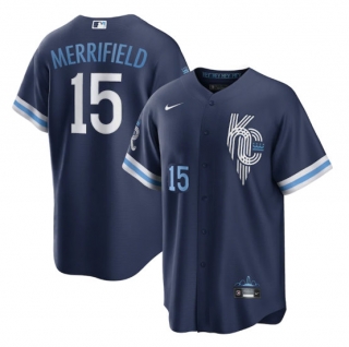 Kansas City Royals #15 Whit Merrifield 2022 Navy City Connect Cool Base Stitched