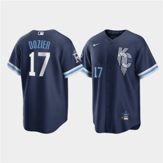 Kansas City Royals #17 Hunter Dozier 2022 Navy City Connect Cool Base Stitched