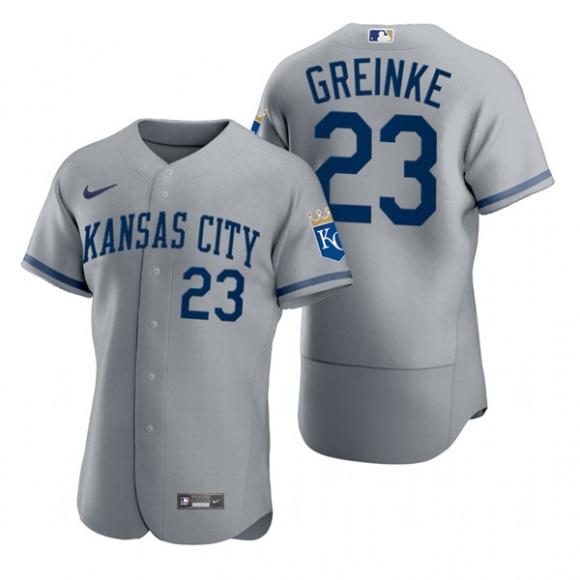 Kansas City Royals #23 Zack Greinke Grey Flex Base Stitched Jersey