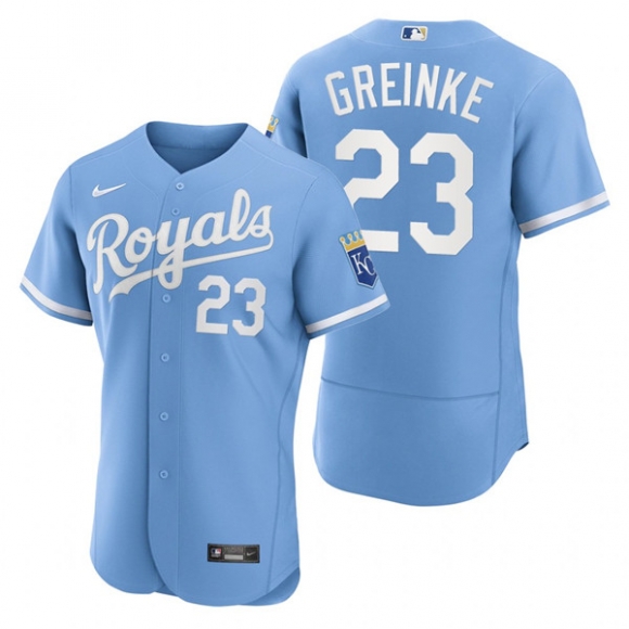Kansas City Royals #23 Zack Greinke Light Blue Flex Base Stitched Jersey