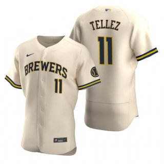 Milwaukee Brewers #11 Rowdy Tellez Cream Flex Base Stitched MLB Jersey