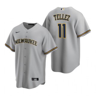 Milwaukee Brewers #11 Rowdy Tellez Gray Cool Base Stitched Jersey