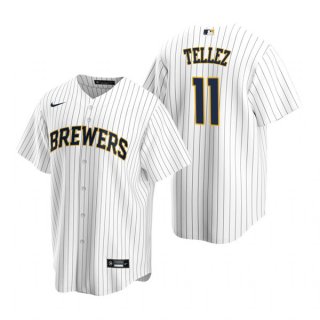 Milwaukee Brewers #11 Rowdy Tellez White Cool Base Stitched Jersey