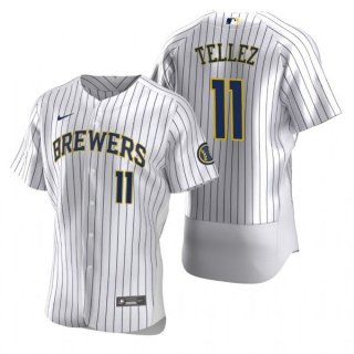 Milwaukee Brewers #11 Rowdy Tellez White Flex Base Stitched MLB Jersey