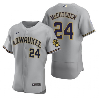 Milwaukee Brewers #24 Andrew McCutchen Gray Flex Base Stitched MLB Jersey