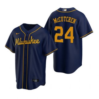 Milwaukee Brewers #24 Andrew McCutchen Navy Cool Base Stitched Jersey