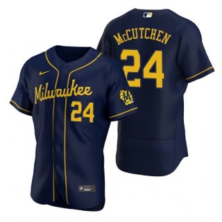 Milwaukee Brewers #24 Andrew McCutchen Navy Flex Base Stitched MLB Jersey