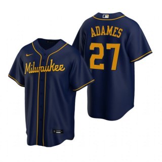 Milwaukee Brewers #27 Willy Adames Navy Cool Base Stitched Jersey