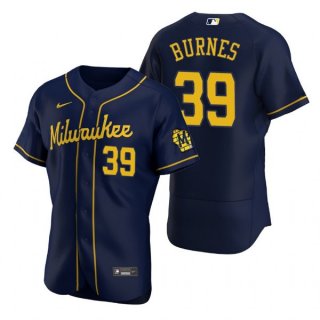 Milwaukee Brewers #39 Corbin Burnes Navy Flex Base Stitched MLB Jersey