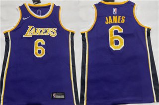 Los Angeles Lakers #6 LeBron James Purple Stitched Basketball Jersey
