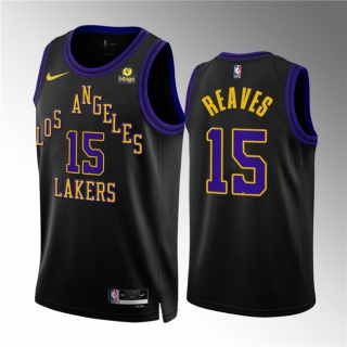 Los Angeles Lakers #15 Austin Reaves Black 2023 24 City Edition Stitched Basketball