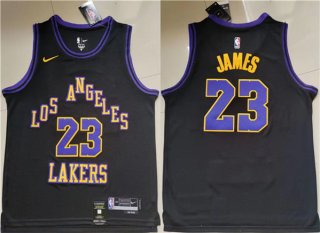 Los Angeles Lakers #23 LeBron James Black Stitched Basketball Jersey