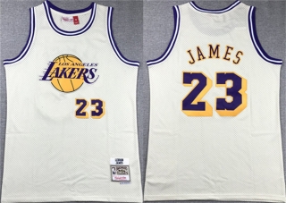 Los Angeles Lakers #23 LeBron James White Throwback Basketball Jersey