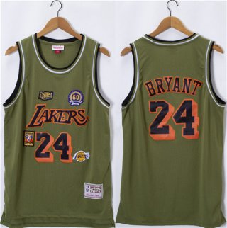 Los Angeles Lakers #24 Kobe Bryant Olive Salute Stitched Basketball Jersey