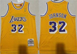 Los Angeles Lakers #32 Magic Johnson Yellow Throwback Basketball Jersey