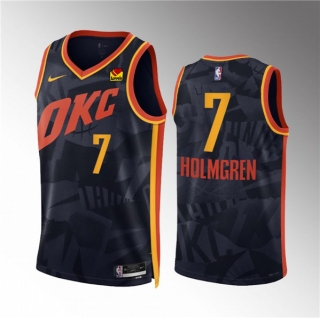 Oklahoma City Thunder #7 Chet Holmgren Black 2023-24 City Edition Stitched Basketball