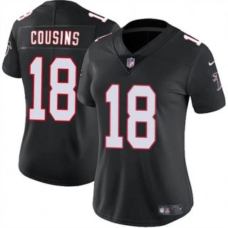 Women's Atlanta Falcons #18 Kirk Cousins Black 2023 Stitched Jersey(Run Small)