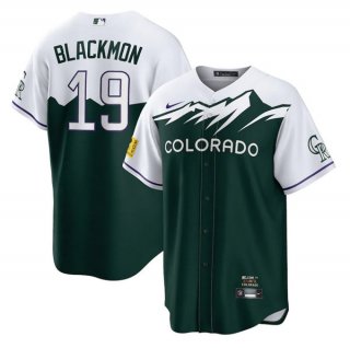 Colorado Rockies #19 Charlie Blackmon Green 2022 City Connect Stitched Baseball