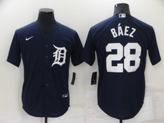 Detroit Tigers #28 Javier Báez Navy Cool Base Stitched Jersey 2