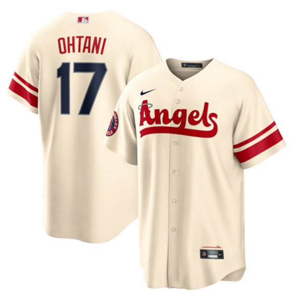 Los Angeles Angels #17 Shohei Ohtani Cream 2022 City Connect Cool Base Stitched