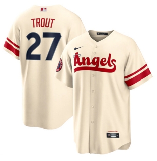 Los Angeles Angels #27 Mike Trout Cream 2022 City Connect Cool Base Stitched