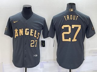 Los Angeles Angels #27 Mike Trout 2022 All-Star Charcoal Cool Base Stitched
