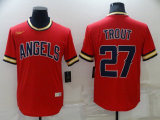 Los Angeles Angels #27 Mike Trout Red Cool Base Stitched Jersey
