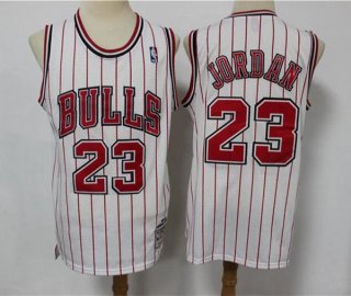 Chicago Bulls #23 Michael Jordan White Red Stripes 1996-97 Throwback Stitched Jersey