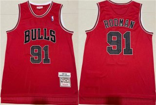 Chicago Bulls #91 Dennis Rodman 1997-98 Red Throwback Stitched Jersey