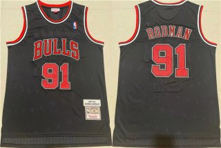 Chicago Bulls #91 Dennis Rodman Black 1997-98 Throwback Stitched Jersey